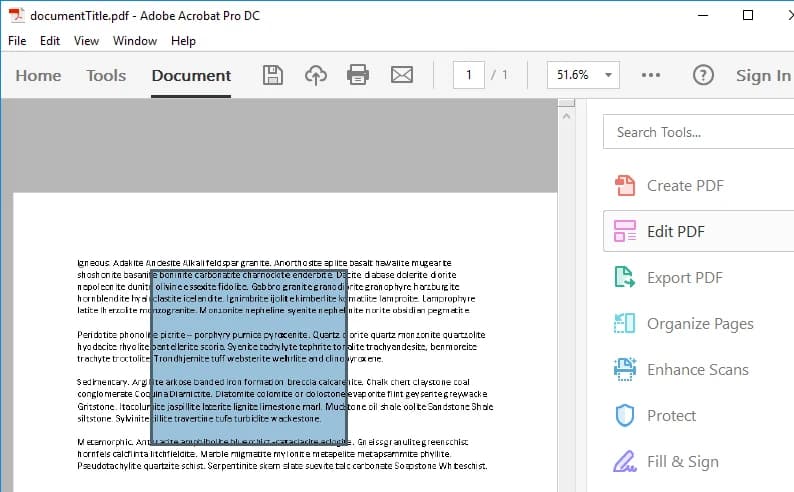 Adobe Acrobat recognizing selectable text in a scanned document