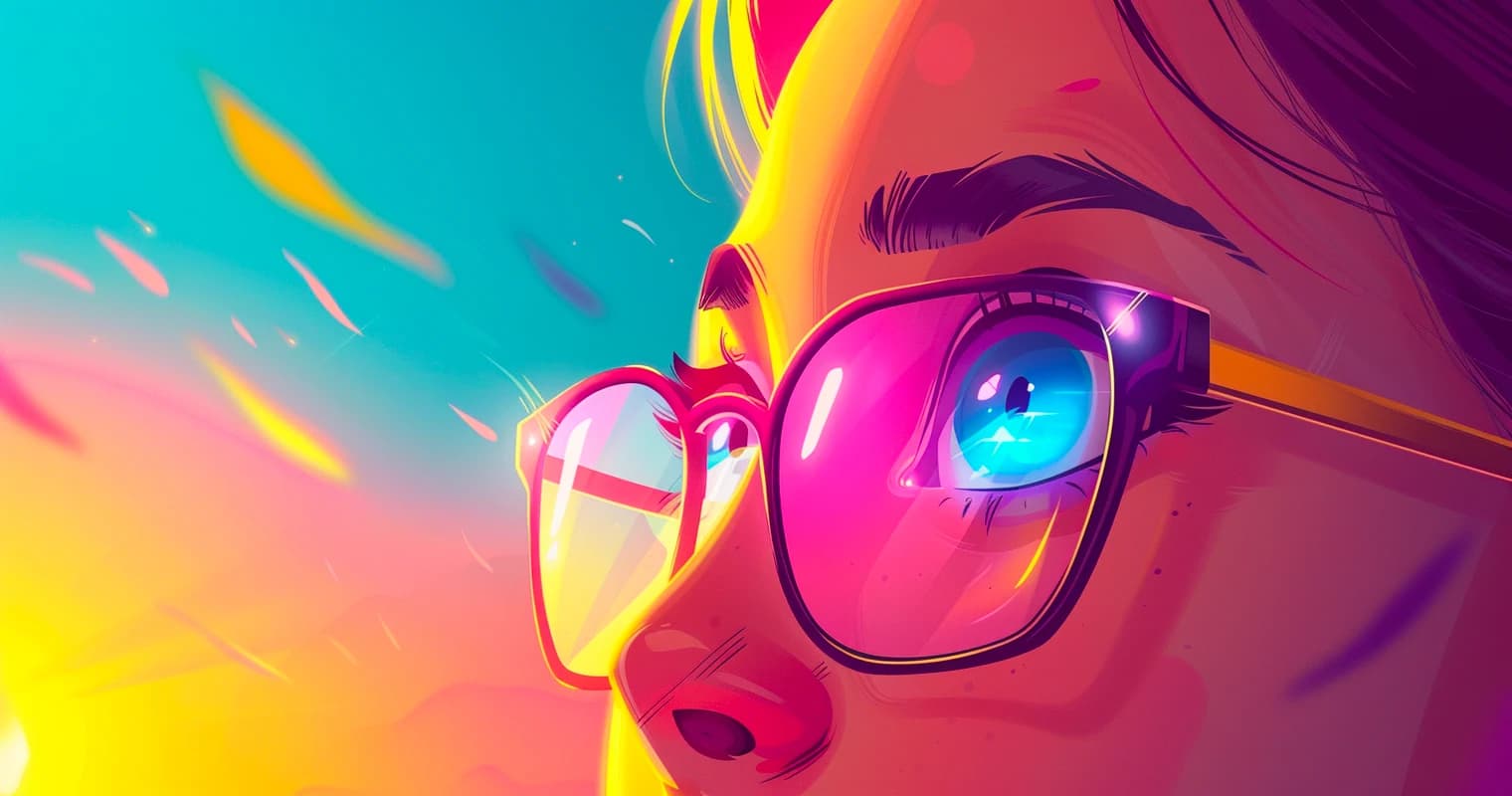 Illustration of glasses focusing on visual information for OCR