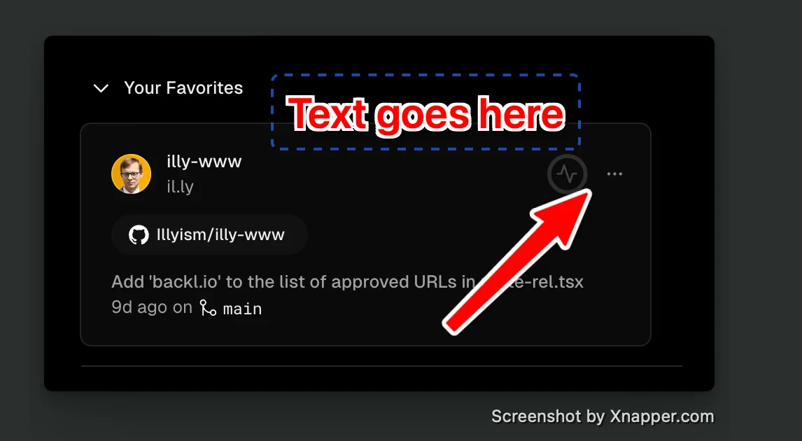 Screenshot annotated with a red arrow and a text label in Xnapper