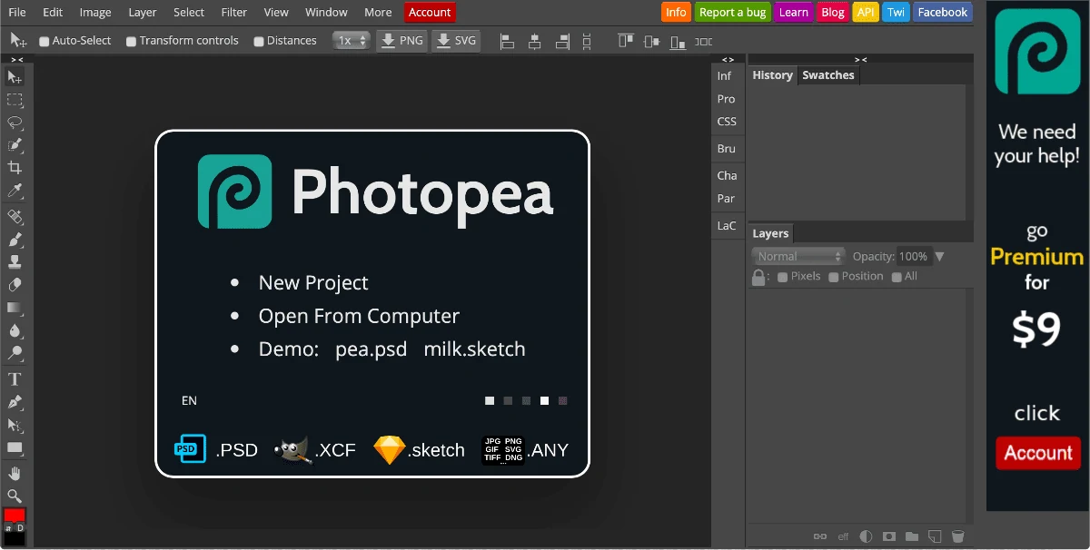 5. Photopea / Gimp - A powerful, free alternative to Photoshop screenshot