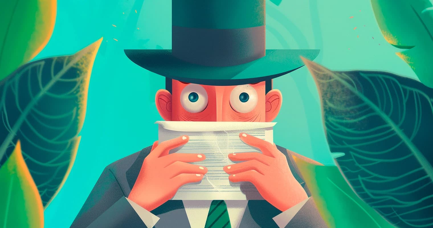 Illustration of a person holding a securely redacted document