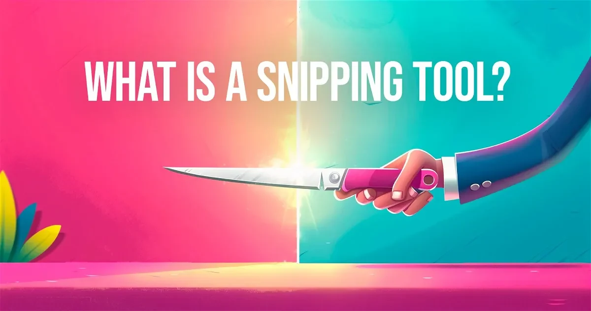 Illustration of scissors cutting out a screen region for a snipping tool